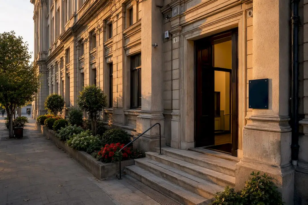 Exterior of Italian municipal immigration building