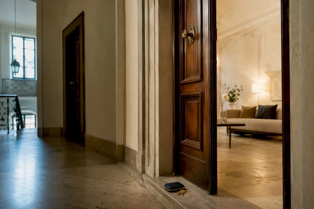 Two apartment entrances in an Italian palazzo