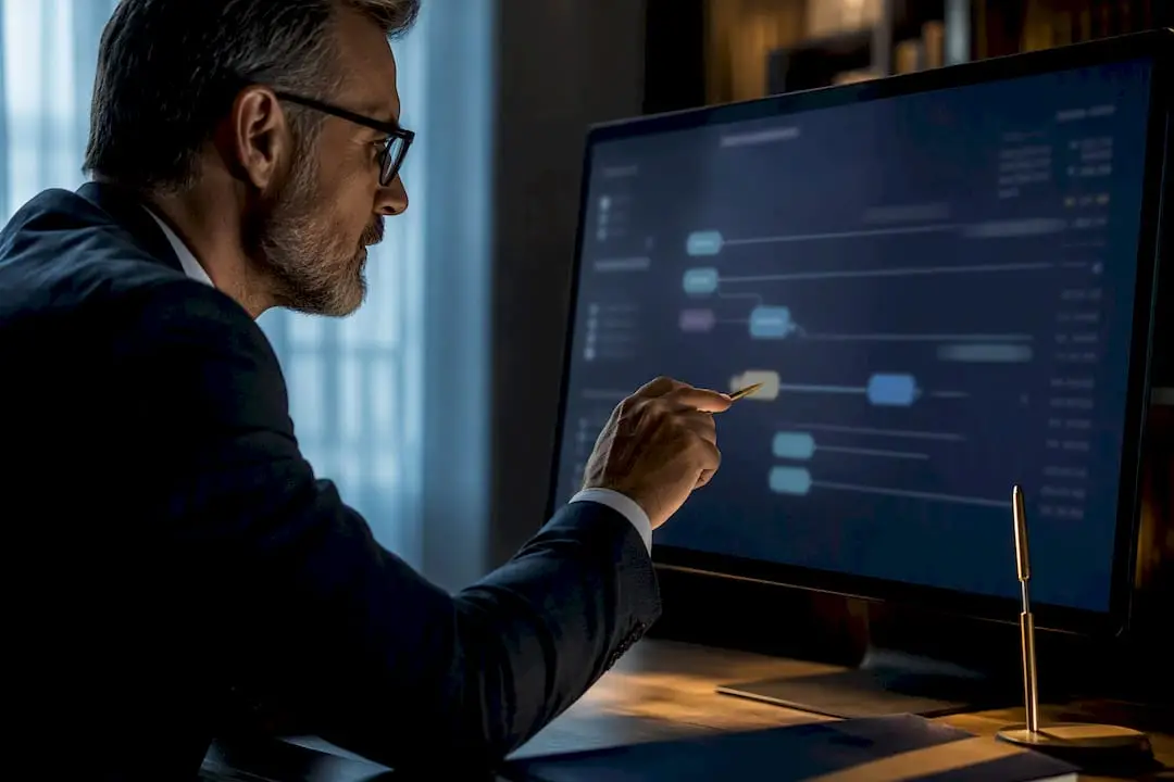 Crypto tax records reviewed on monitor