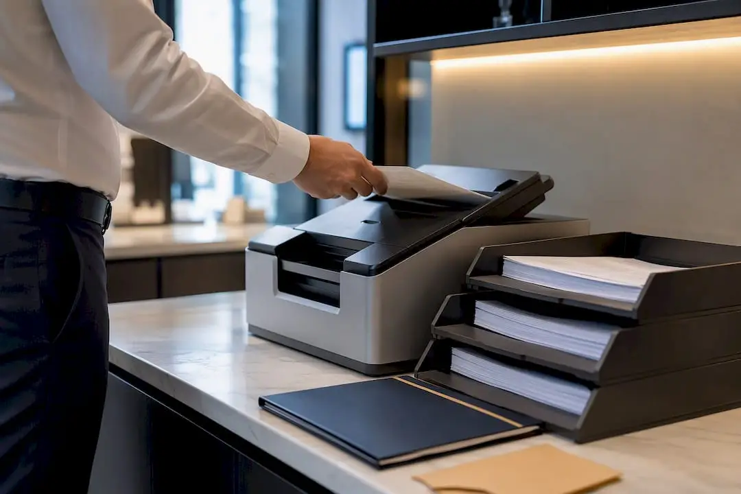 Employer making triplicate visa document copies