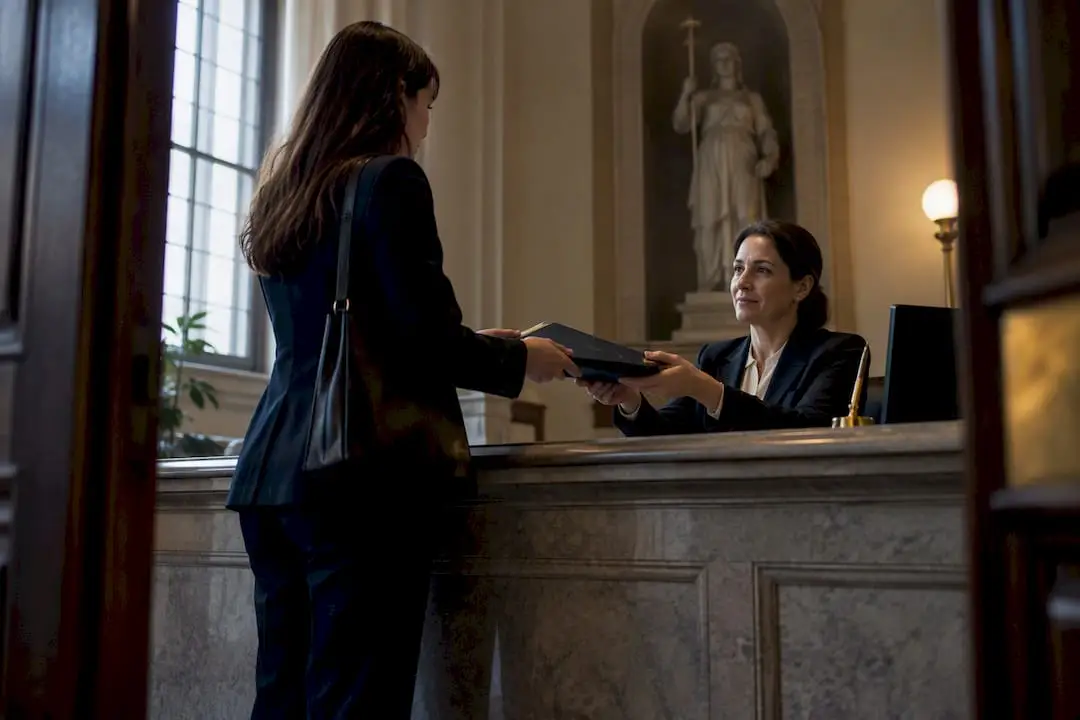 Translator meeting court clerk in Italy